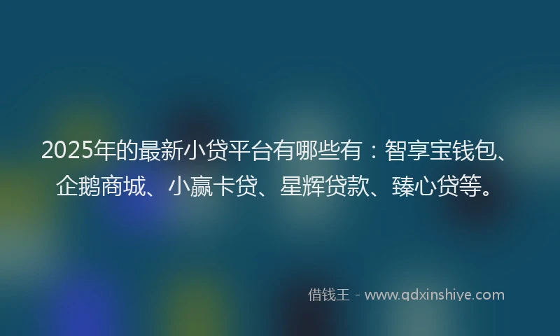 2025年的最新小贷平台有哪些有：智享宝钱包、企鹅商城、小赢卡贷、星辉贷款、臻心贷等。