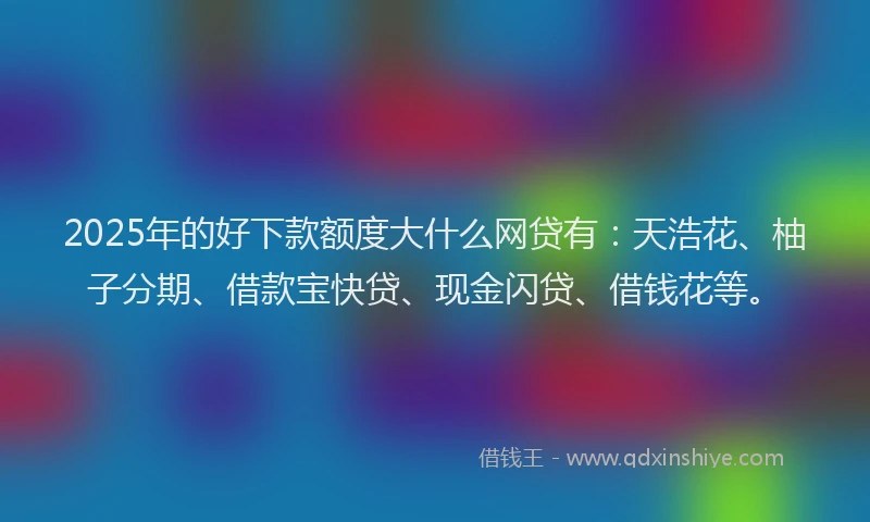 2025年的好下款额度大什么网贷有：天浩花、柚子分期、借款宝快贷、现金闪贷、借钱花等。
