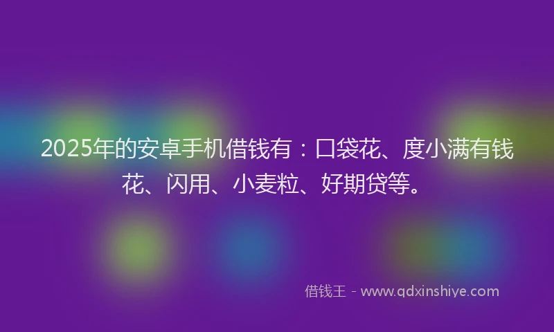 2025年的安卓手机借钱有：口袋花、度小满有钱花、闪用、小麦粒、好期贷等。