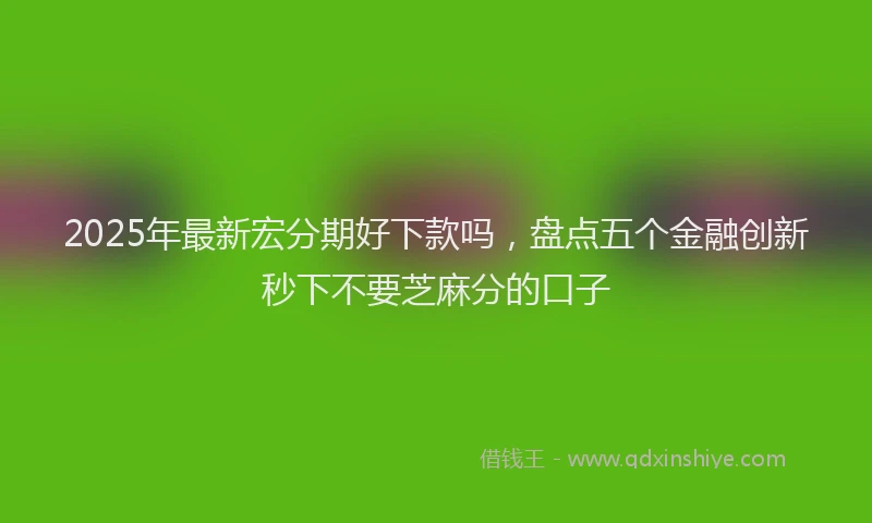 2025年最新宏分期好下款吗，盘点五个金融创新秒下不要芝麻分的口子