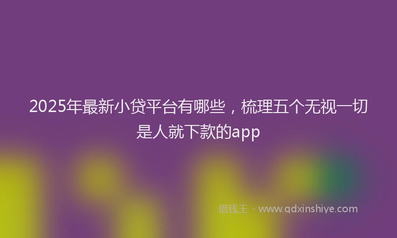 2025年最新小贷平台有哪些，梳理五个无视一切是人就下款的app