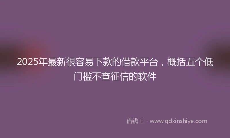 2025年最新很容易下款的借款平台，概括五个低门槛不查征信的软件
