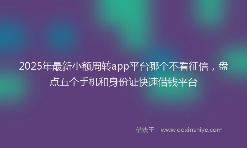 2025年最新小额周转app平台哪个不看征信，盘点五个手机和身份证快速借钱平台