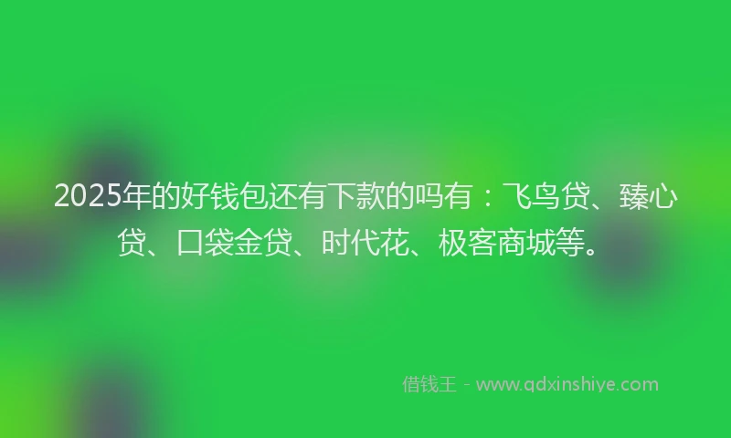 2025年的好钱包还有下款的吗有：飞鸟贷、臻心贷、口袋金贷、时代花、极客商城等。