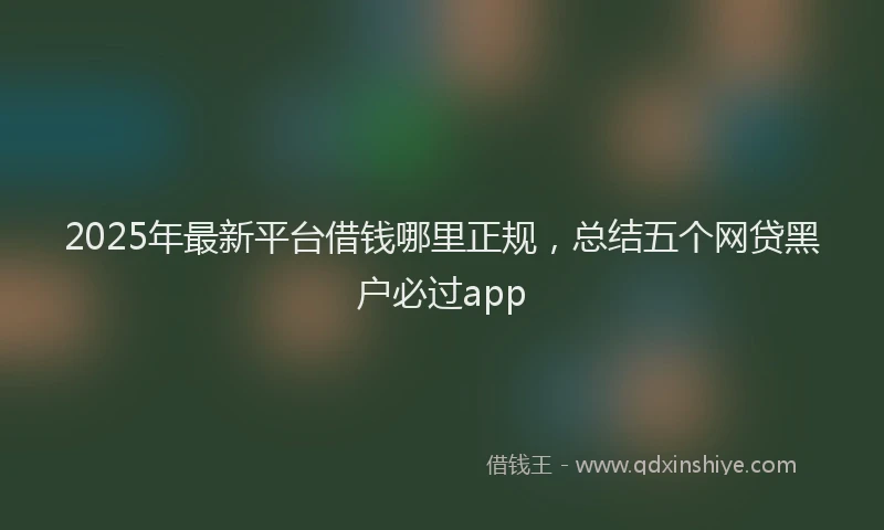 2025年最新平台借钱哪里正规，总结五个网贷黑户必过app