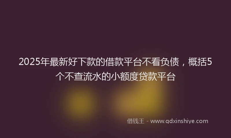 2025年最新好下款的借款平台不看负债，概括5个不查流水的小额度贷款平台