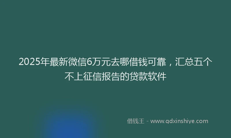 2025年最新微信6万元去哪借钱可靠，汇总五个不上征信报告的贷款软件
