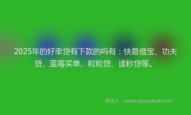 2025年的好幸贷有下款的吗有：快易借宝、功夫贷、蓝莓买单、粒粒贷、读秒贷等。