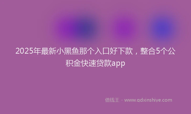 2025年最新小黑鱼那个入口好下款，整合5个公积金快速贷款app