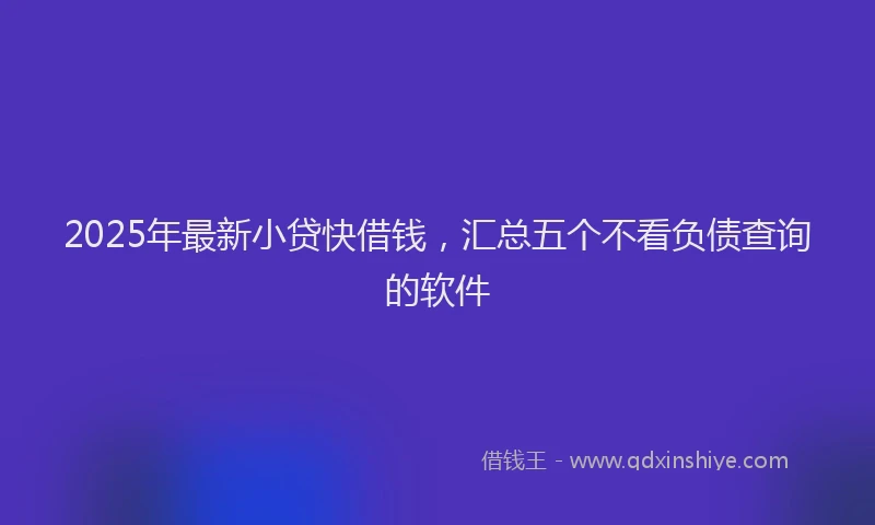 2025年最新小贷快借钱，汇总五个不看负债查询的软件