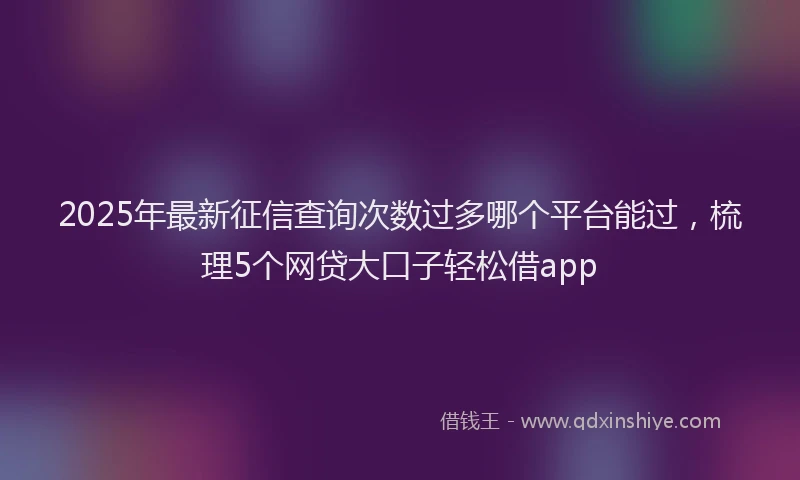 2025年最新征信查询次数过多哪个平台能过，梳理5个网贷大口子轻松借app