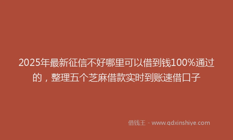 2025年最新征信不好哪里可以借到钱100%通过的，整理五个芝麻借款实时到账速借口子