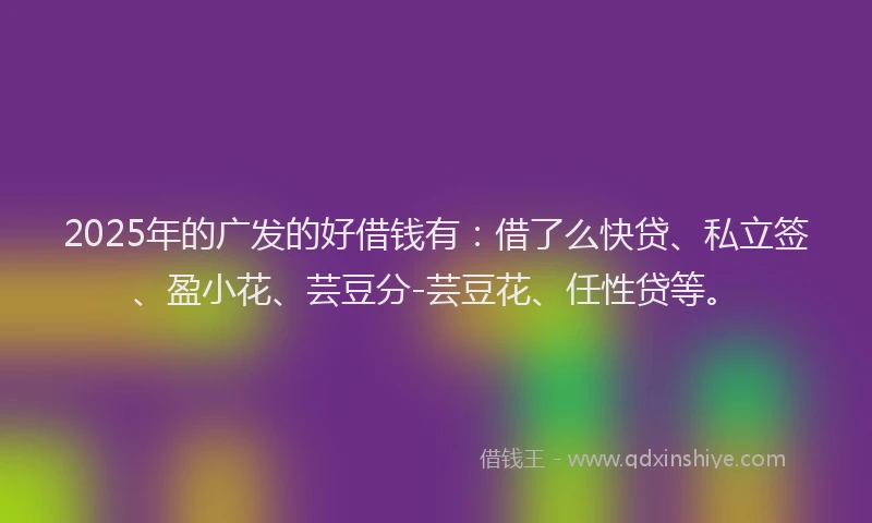 2025年的广发的好借钱有：借了么快贷、私立签、盈小花、芸豆分-芸豆花、任性贷等。