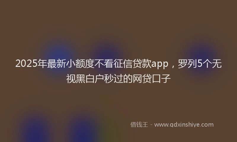 2025年最新小额度不看征信贷款app，罗列5个无视黑白户秒过的网贷口子