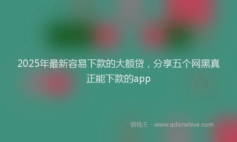 2025年最新容易下款的大额贷，分享五个网黑真正能下款的app