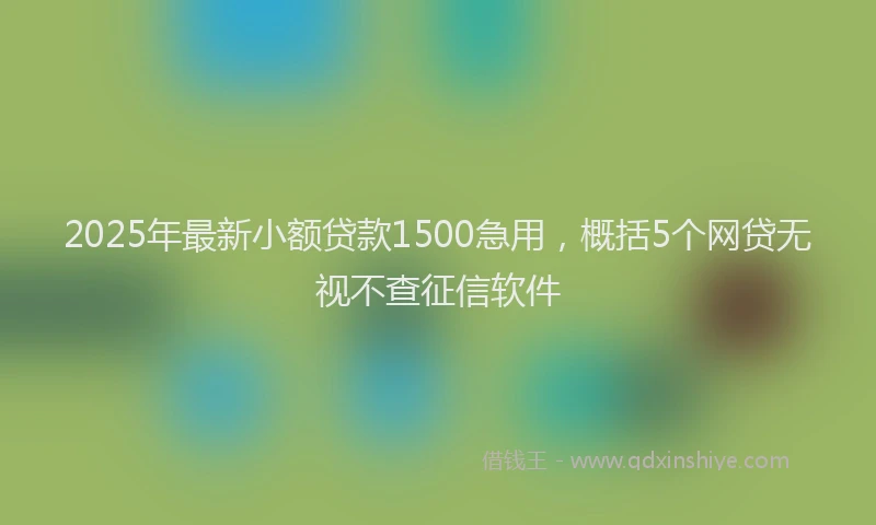 2025年最新小额贷款1500急用，概括5个网贷无视不查征信软件