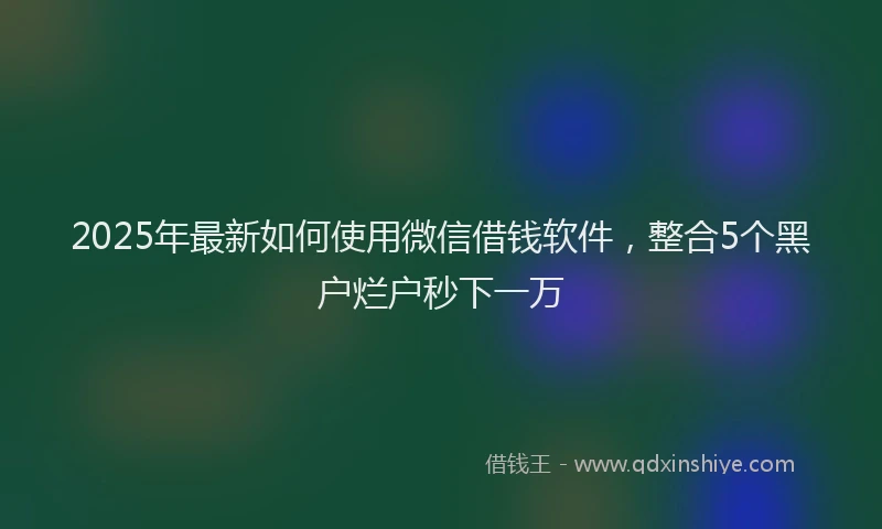 2025年最新如何使用微信借钱软件，整合5个黑户烂户秒下一万