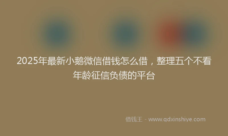 2025年最新小鹅微信借钱怎么借，整理五个不看年龄征信负债的平台