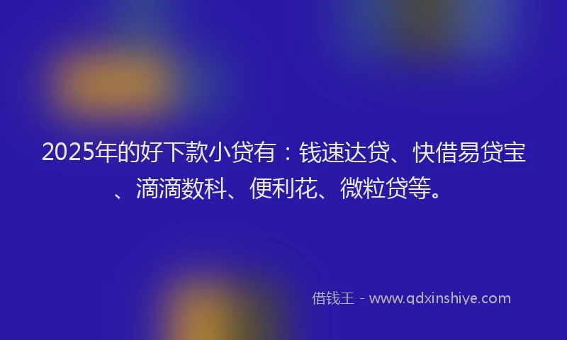 2025年的好下款小贷有：钱速达贷、快借易贷宝、滴滴数科、便利花、微粒贷等。