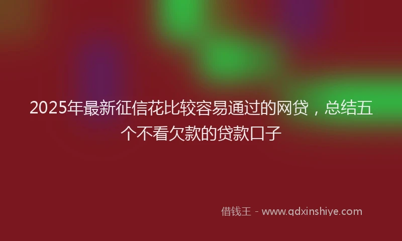2025年最新征信花比较容易通过的网贷，总结五个不看欠款的贷款口子