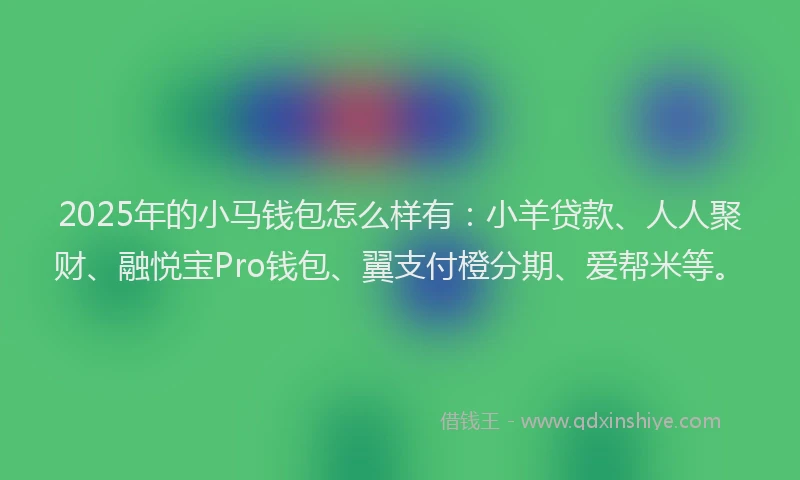 2025年的小马钱包怎么样有：小羊贷款、人人聚财、融悦宝Pro钱包、翼支付橙分期、爱帮米等。