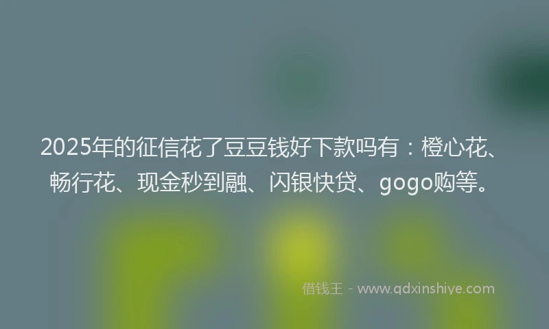 2025年的征信花了豆豆钱好下款吗有：橙心花、畅行花、现金秒到融、闪银快贷、gogo购等。