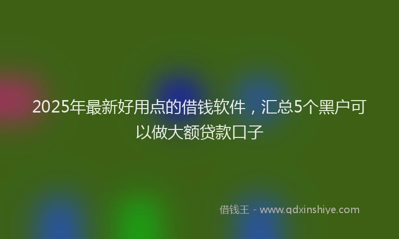 2025年最新好用点的借钱软件，汇总5个黑户可以做大额贷款口子