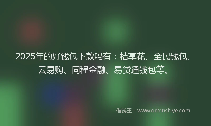 2025年的好钱包下款吗有：桔享花、全民钱包、云易购、同程金融、易贷通钱包等。