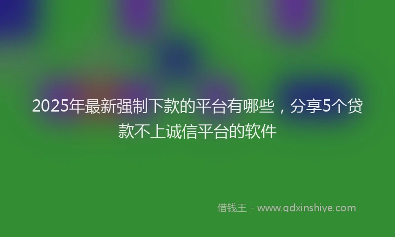 2025年最新强制下款的平台有哪些，分享5个贷款不上诚信平台的软件