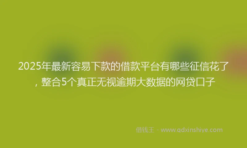 2025年最新容易下款的借款平台有哪些征信花了，整合5个真正无视逾期大数据的网贷口子