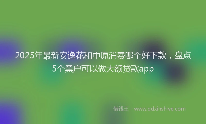 2025年最新安逸花和中原消费哪个好下款，盘点5个黑户可以做大额贷款app
