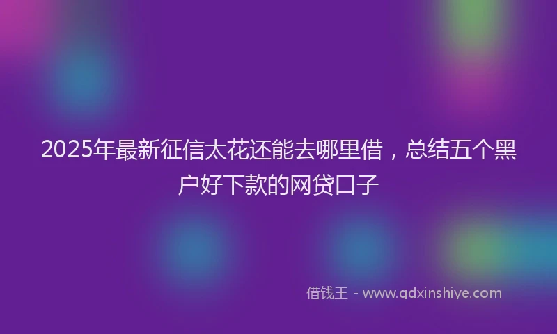 2025年最新征信太花还能去哪里借，总结五个黑户好下款的网贷口子