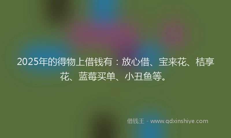 2025年的得物上借钱有：放心借、宝来花、桔享花、蓝莓买单、小丑鱼等。
