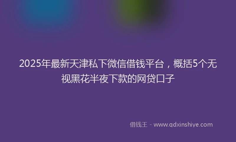 2025年最新天津私下微信借钱平台，概括5个无视黑花半夜下款的网贷口子
