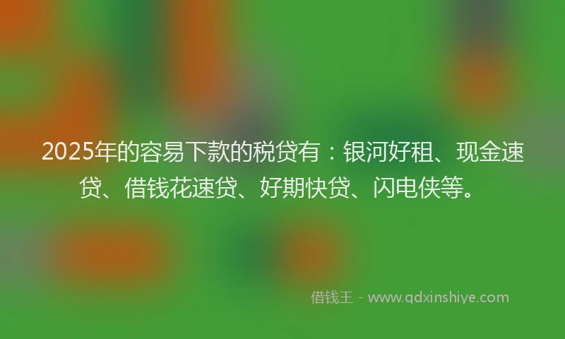 2025年的容易下款的税贷有：银河好租、现金速贷、借钱花速贷、好期快贷、闪电侠等。