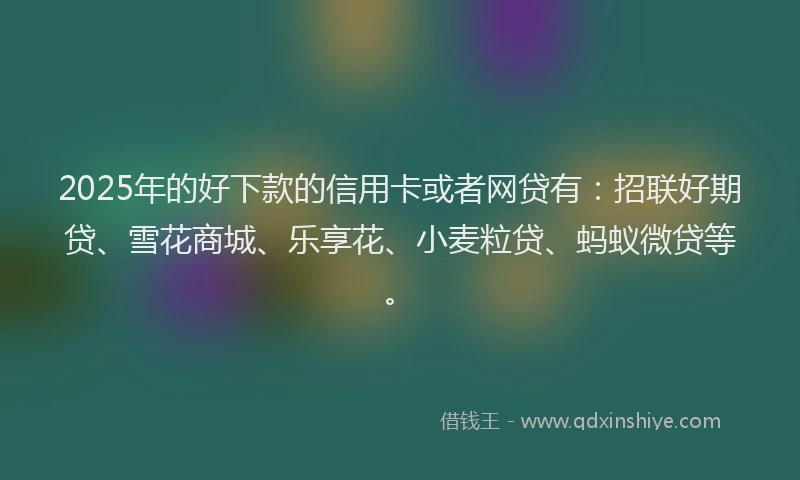 2025年的好下款的信用卡或者网贷有：招联好期贷、雪花商城、乐享花、小麦粒贷、蚂蚁微贷等。
