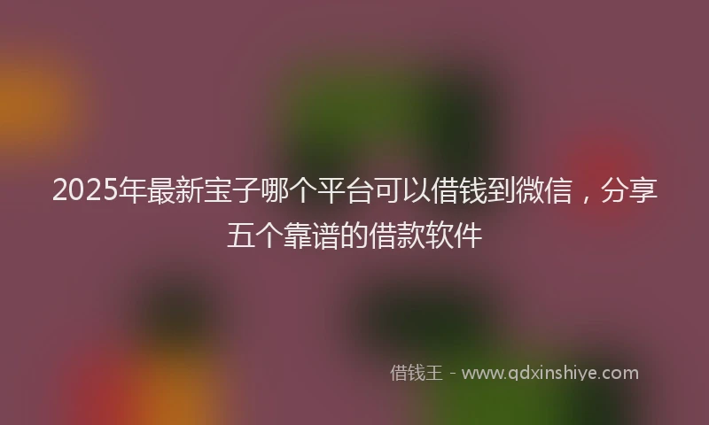 2025年最新宝子哪个平台可以借钱到微信，分享五个靠谱的借款软件
