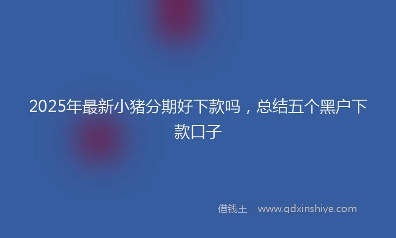 2025年最新小猪分期好下款吗，总结五个黑户下款口子