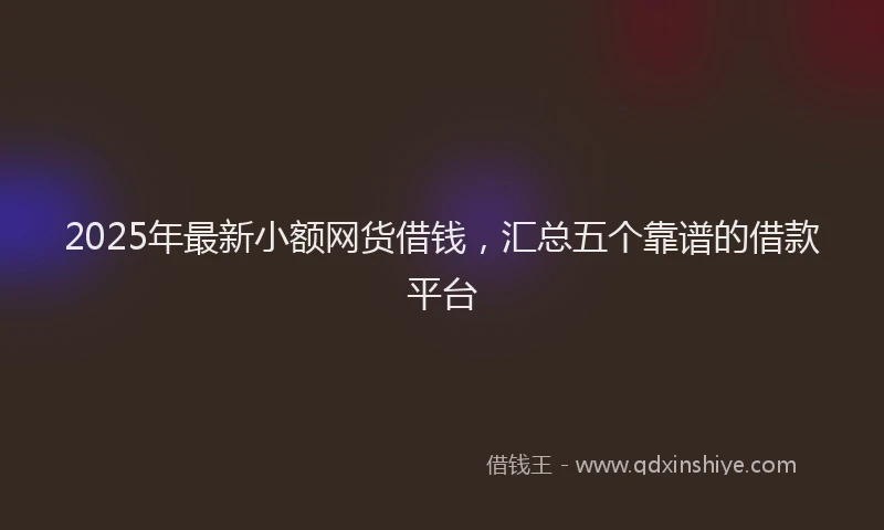 2025年最新小额网货借钱，汇总五个靠谱的借款平台