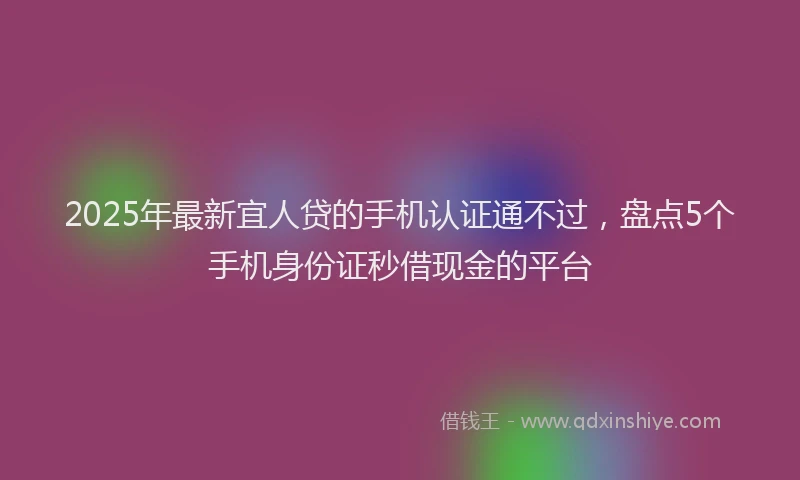2025年最新宜人贷的手机认证通不过，盘点5个手机身份证秒借现金的平台