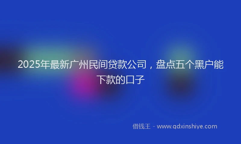 2025年最新广州民间贷款公司，盘点五个黑户能下款的口子