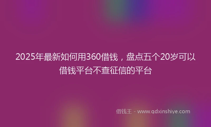 2025年最新如何用360借钱，盘点五个20岁可以借钱平台不查征信的平台