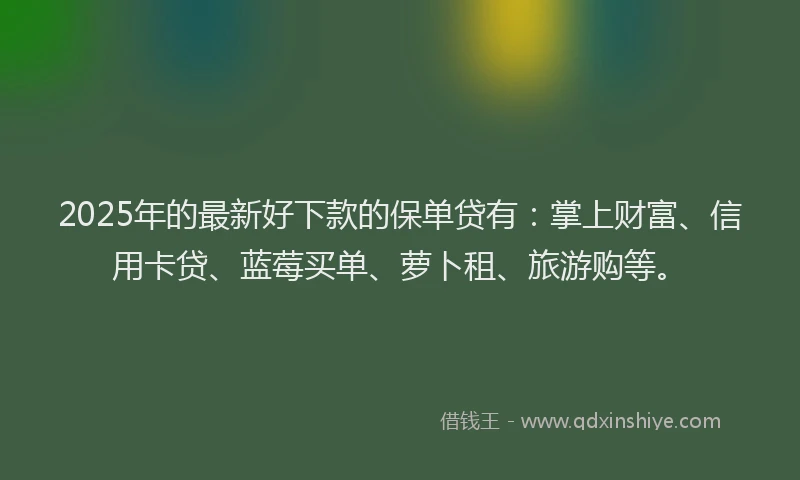2025年的最新好下款的保单贷有：掌上财富、信用卡贷、蓝莓买单、萝卜租、旅游购等。