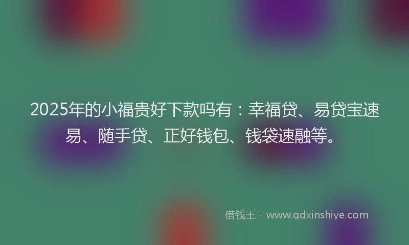 2025年的小福贵好下款吗有：幸福贷、易贷宝速易、随手贷、正好钱包、钱袋速融等。