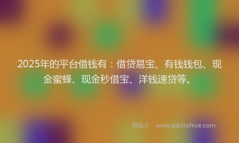 2025年的平台借钱有：借贷易宝、有钱钱包、现金蜜蜂、现金秒借宝、洋钱速贷等。