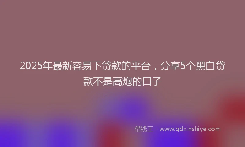 2025年最新容易下贷款的平台，分享5个黑白贷款不是高炮的口子