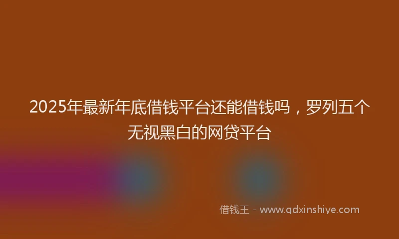 2025年最新年底借钱平台还能借钱吗，罗列五个无视黑白的网贷平台