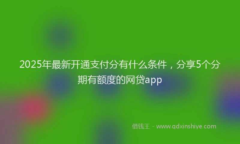 2025年最新开通支付分有什么条件，分享5个分期有额度的网贷app