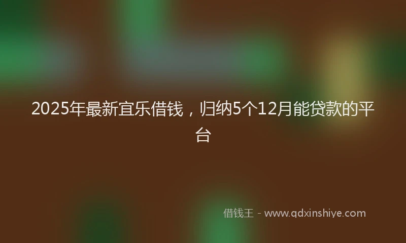 2025年最新宜乐借钱，归纳5个12月能贷款的平台