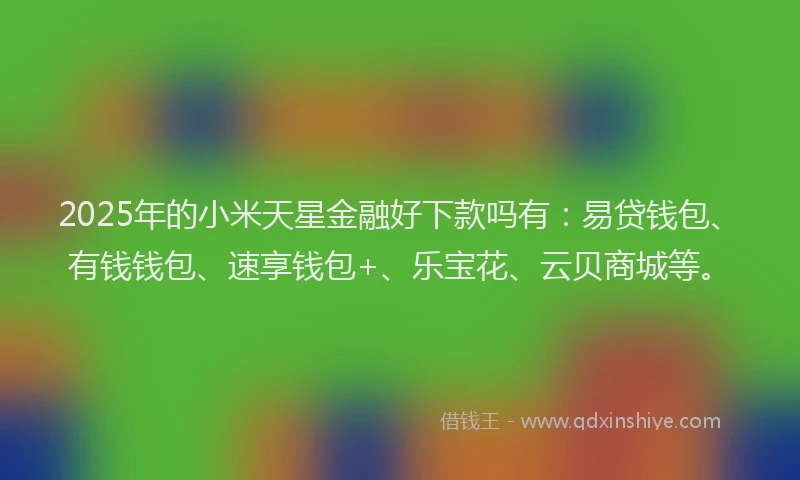 2025年的小米天星金融好下款吗有：易贷钱包、有钱钱包、速享钱包+、乐宝花、云贝商城等。